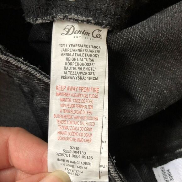 Denim Co. Teen's Black rhinestone Denim Button Fly Mini Skirt Size 7 - Picture 14 of 15